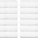 GOLD TEXTILES Large Bath Towels (White, 12 Pack 13x13)