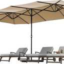 YITAHOME 15ft Patio Umbrella Outdoor Extra Large Double-Sided Market Table Umbrella for Pool, Patio Furniture, Patio Shade, Beige