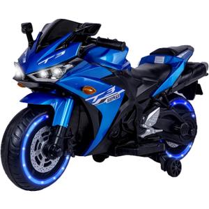 12V Kids Electric Motorcycle, Electric Motorcycle Ride On Toy w/Training Wheels, Spring Suspension, LED Lights, Sounds & Music, MP3, Battery Powered Dirt Bike for Boys & Girls 