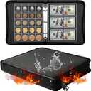 Ettonsun Fireproof Coin Collection Book Holders for Collectors, 460 Pockets Coin Organizer Sleeves Coin Album & 36 Currency Sleeves Album Money Holder Coin Storage Case for Coin Collection Supplies (Black)