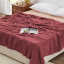 Love's cabin 100% Cotton Muslin Blanket, 6 Layer Lightweight Breathable Gauze Queen Size Blanket 88 x 88 Inches, Soft All Season Blanket for Bed, Wine Red