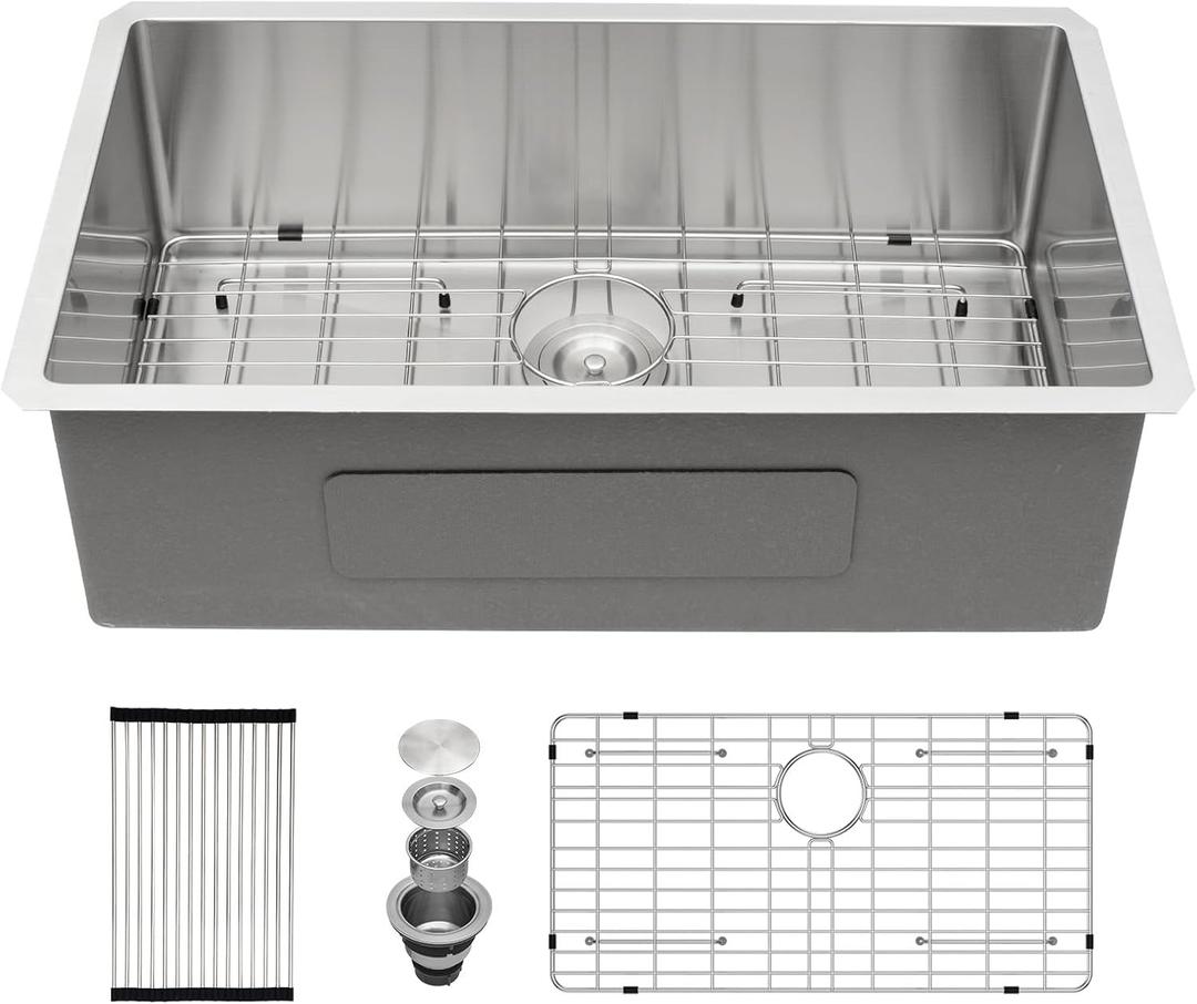 33 Undermount Double Bowl Kitchen Sink 60/40 Undermount Kitchen Sink 16 Gauge 33x19x10 Inch