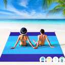 BYDOLL Beach Blanket Waterproof Sandproof Large Sand Free 78''X81''/10'X9' Big Lightweight Blanket Picnic Mat for Beach Travel Camping Hiking Picnic with Stakes (Blue5)