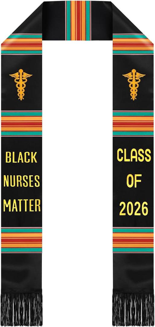 4 x Geyoga Graduation Stole Kente Stole Black Authentic African Art 72" x 4.8" for Adult College Unisex Grads Celebrate