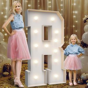 4FT Marquee Light Up Letters R,Party Decoration Large Marquee Light Up Letters with Weighted Water Bag,Precut Foam Board Set Can Be Used for Birthdays,Weddings,Baby Anniversaries