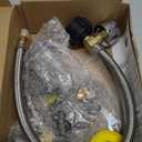 GasXpert 2 Tank-2-Stage Auto Changeover LP Propane Regulator Includes 18" Pigtail Propane Hoses with Gauge, Stainless Braided Hose QCC1 1/4" Inverted Male Flare, 3/8" NPT Female Outer for RV Trailer