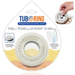 Hair Catcher for Shower Drain & Bathtub  TubRing Pop-Up Drain Protector & Strainer, Reusable Silicone Stopper for Bathroom Clog Prevention, Fits 1.85"2.16" Drains | White