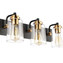 SOLFART Bathroom Vanity Light 3-Light Light fixtures for Bathroom Above Mirror Bathroom Lights fixtures Over Mirror in Black Brass Wall Sconces