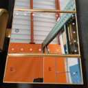 Deweisn Floor Mount Tri-Fold Lighted Vanity Mirror with 21 LED Lights, Touch Screen and 3X/2X/1X Magnification, Two Power Supply Modes Make Up Mirror,Travel Mirror (Gold)