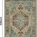 GENIMO 6X9 Area Rugs for Living Room, Machine Washable Vintage Floor Cover Foldable Modern Non Slip Rug, Low Pile Soft Indoor Carpet Floral Print Mat Rug,Bedroom/Dining Room/Home Office,Sage Green