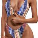 ZAFUL O Ring Halter Bikini Sets for Women High Cut Swimsuits Trendy 2 Piece Bathing Suits (Small, 0-o-deep Blue)