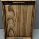 Krismax Wooden Serving Tray with Handles, Rustic Brown Rectangular Serving Platter 15.7x11.4 Inch for Coffee Table, Decorative Storage Tray