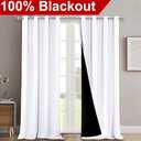 NICETOWN Full Shading Curtains 90 inches Long 2 Panels Set for Windows, Super Heavy-Duty Black Lined Blackout Curtains for Bedroom, Privacy Assured Window Treatment (White, Pack of 2, 52 inches W)
