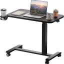 Lockable Wheels, Pneumatic Height Lift, Small Standing Desk, Overbed Desk, Bedside Workstation, Portable Laptop Table
