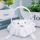 Lace Pillow for Weddings White Wedding Ring Bearer Pillow Heart Shape White Wedding Ring Bearer Pillow Ring Bearer Cushion Wedding,for Wedding Ceremony Engagement Proposal Ring Holder (#1)