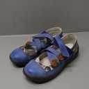 TMA EYES Button Criss Cross Strap Leather Women Flat Shoes (6.5, Blue)
