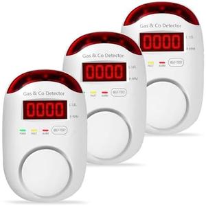 2 Packs Combination Gas & Carbon Monoxide Detectors, Plug in Natural Gas Detector & Carbon Monoxide Alarm, CO Detector Alarm & Propane, Methane, Explosive Gas Detector for Home,RV,Easy to Install