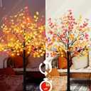 Lighted Eucalyptus Tree, 4FT Fall Tree With 48 Lights, Artificial Autumn Light Up Decorations for Home Indoor Outdoor Decor