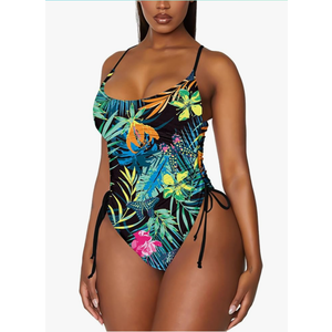 Viottiset Women's Ruched High Cut One Piece Swimsuit Tummy Control Bathing Suit Monokini, 2XXL