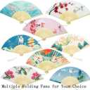 2 x 2 Pack Folding Fans Hand Fans for Women Foldable Handheld Fan Abanicos de Mano Hand Held Chinese Style Silk Bamboo Fans for Dancing Cosplay Wedding Party Props Decoration, Fairyland Color Phoenix Deer