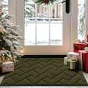 hicorfe Front Door Mat Outside Entrance,20"x31.5" Absorbent Muddy Dirt Resist Welcome Door Mats Outdoor Indoor,Stain and Fade Resistant,Non Slip Backing Entry Mat Doormat for Entryway(Oliver Green)