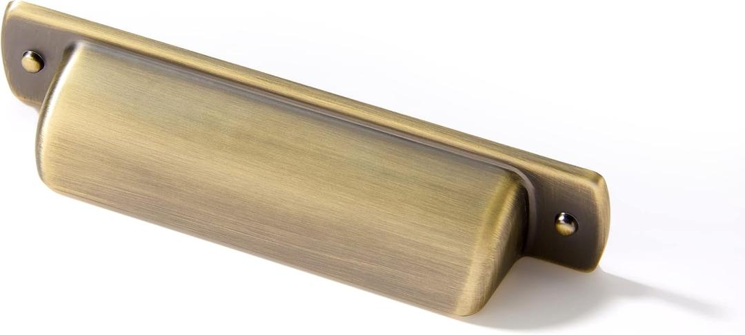 khtumeware 10 Pack 3" Drawer Pulls Brushed Antique Brass Cabinet Cup Pulls Kitchen Hardware Cabinet Handles Drawer Handles Knobs 3 inch Hole Center