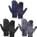 Zhanmai 3 Pairs Winter Warm Gloves Touch Screen Ski Gloves Anti Slip Windproof Thermal for Men Women Running Hiking (X-Large, Black, Gray, Navy)