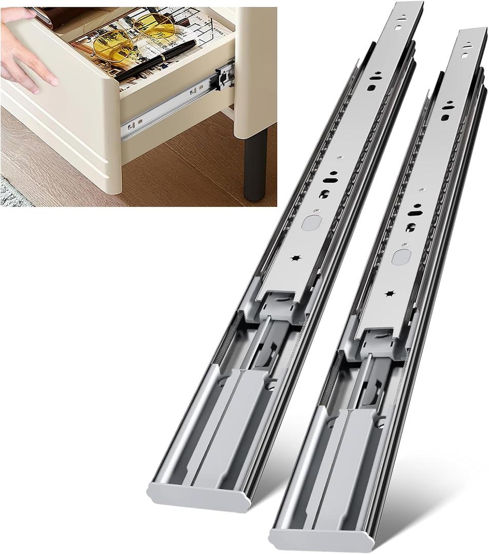 LONTAN 4 Pairs 22 Inch Heavy Duty Soft Close Drawer Slides - 100LB Load Capacity Full Extension Drawer Glides Side Mount Ball Bearing Dresser Cabinet Rails with Screws
