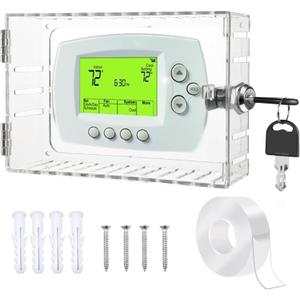 Thermostat Lock Box Universal Thermostat Cover Thermostat Lock Box with Key Large Thermostat Guard Thermostat Cover with Lock Fits Thermostats 6.5''*4.72''*2.2'' Or Smaller