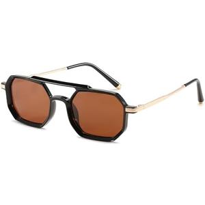 FEISEDY Vintage 70s Square Aviator Sunglasses Polarized Women Men Metal Design UV400 Sun Glasses B0137