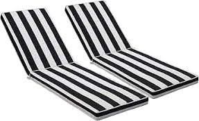 Lounge Chair Cushions Set of 2 for Outdoor Furniture 74x21x2.7 inch Premium Outdoor Chaise Lounge Cushions (Black White Stripe)