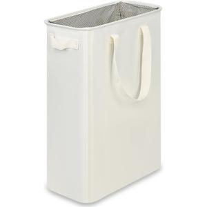 Slim Laundry Basket, Narrow Laundry Hamper with Handles, Collapsible Dirty Clothes Hamper, Tall Laundry Bin for Laundry Room, Dorm and Bedroom, 12.7 Gallons(48L) Beige
