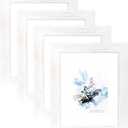 KAIWIN 100% Solid Wood White 8x10 Picture Frame 4 Pack - Display Picture 5x7 with Mat, HD Plexiglass Inside,Rustic Wooden Photo Frames for Table Top and Wall Mounting