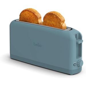 bella 2 Slice Slim Toaster, 6 Setting Shade Control w Reheat and Cancel Buttons, Removable Crumb Tray, 10 Long Slot, Anti Jam & Auto Shutoff, Auto Centering Guides and Cord Wrap, 900 Watt, Surf