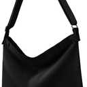 Women's blank large Size Canvas Crossbody Tote Handbags Shoulder Bag (Black)