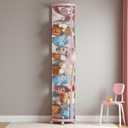 Upgraded Stuffed Animal Storage Tube, 59" Tall (150cm) Plush Organizer with 4 Wheels, PET Clear Bucket & Double Zipper, Space-Saving Toy Storage for Kids Room, Tidy Zoo Bin for Stuffed Animals (Pink)