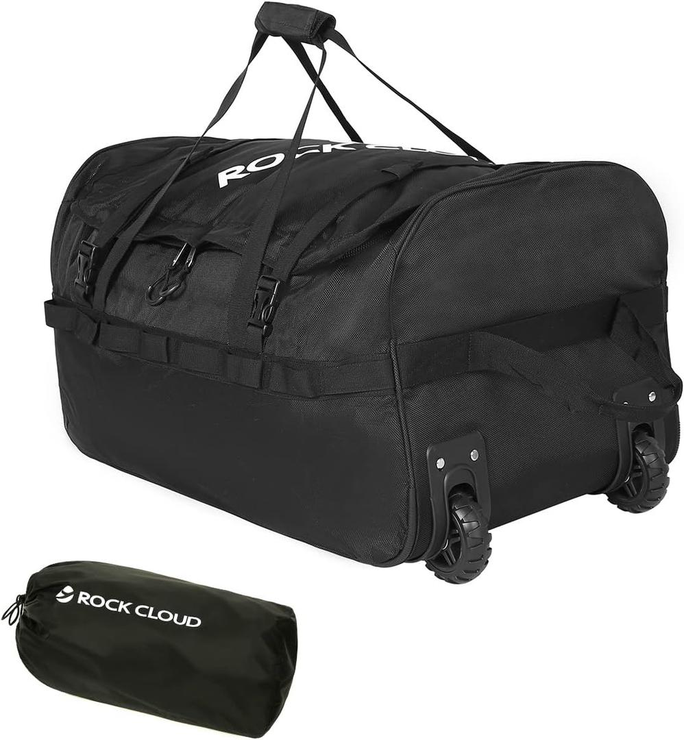 Rock Cloud Foldable Wheeled Duffel Bag with Widened Wheels 85L Rolling Duffle Bag Packable 26 inch for Travel Camping Sports