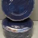 Hioasis 60pcs Blue Plastic Plates - Blue and Silver Disposable Dinnerware with Gold Rim, Heavy-duty, 7 inch, Dessert Plates for Party & Christmas