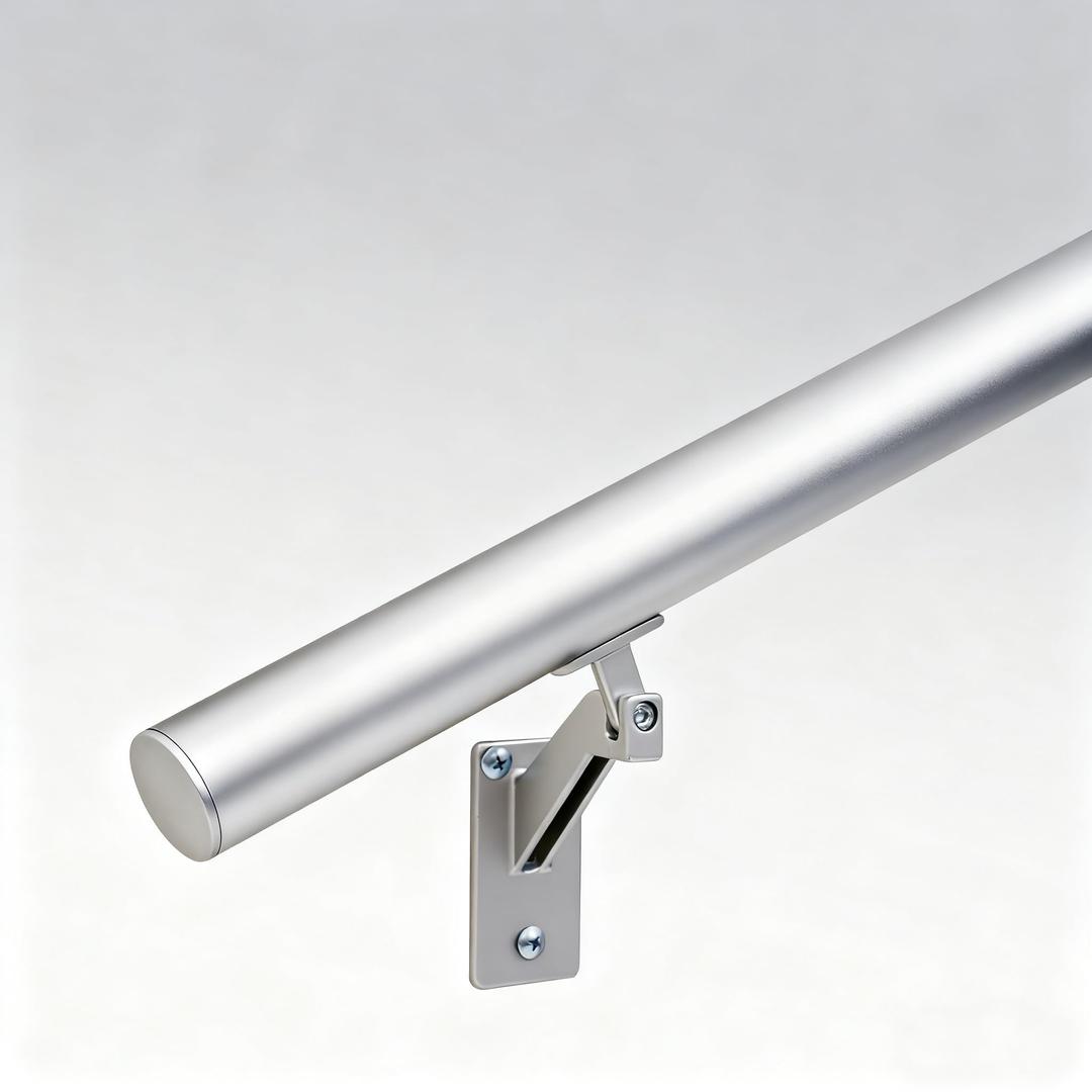 12 FT Handrails Kit for Indoor Outdoor StairsModern Aluminum Handrail Set1.4" Diameter Bar,Adjustable 304 Stainless Steel Brackets IncludedRust Free. (Anodized Shiny Silver, 12 FT)
