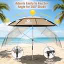 7FT Beach Umbrella with Heavy Duty Sand Anchor -Tan | Double-Layer Canopy | Above Ground Pool Umbrella | Height Adjustable, UPF 50+ Sun Protection for Beach, Patio ,Outdoors