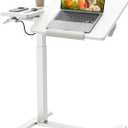 Overbed Bedside Table with Wheels, 27.9-41.3" Pneumatic Height Adjustable