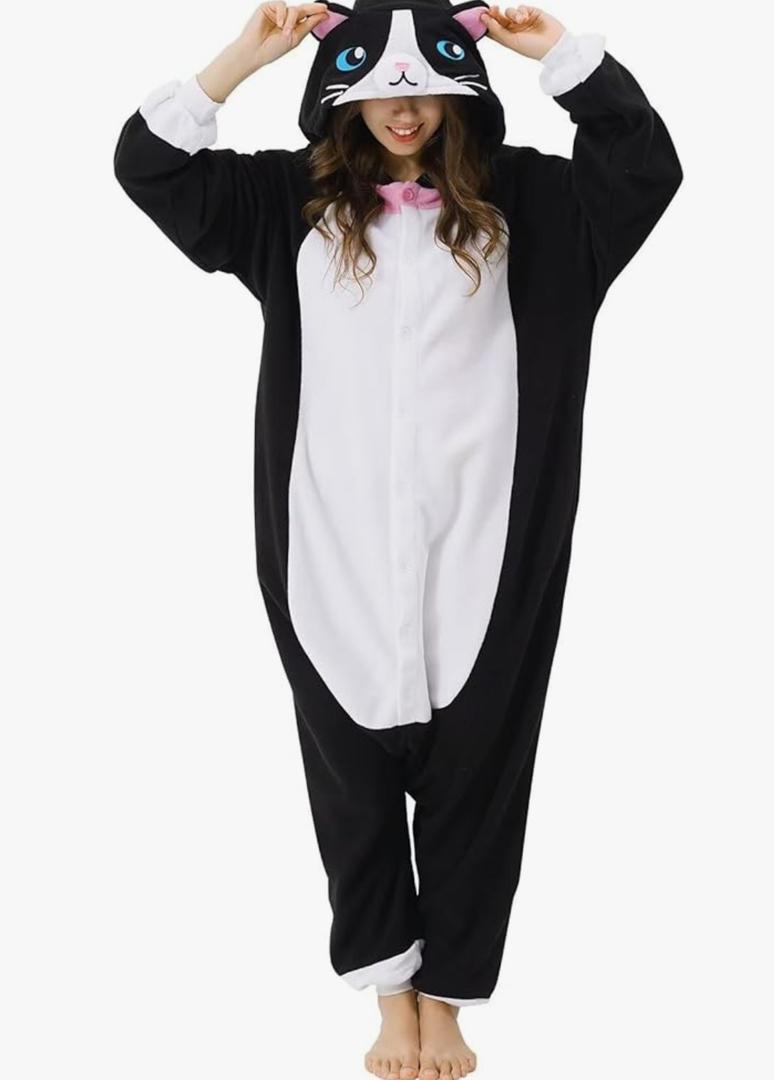 Unisex Adult Onesie Pajamas, Animal Halloween Costume, One-Piece Cosplay Sleepwear for Men and Women Size M