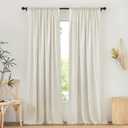 NICETOWN Natural Thick Linen Curtains 108 inches Long for Bedroom, Pinch Pleated/Rod Pocket/Back Tab Privacy Added Window Treatments with Light Filtering for Living Room, W52 x L108, 2 Panels