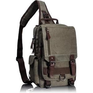 Leaper Retro Crossbody Bag Sling Bag Canvas Messenger Bag for Men Women Shoulder Bag Crossbody Handbags Satchel Travel Bag, L