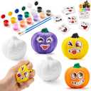 JOYIN Halloween Squishy Toys Coloring Craft Kit with 6 Slow-Rise Pumpkins, Halloween Party Supplies, Party Favors for Kids, Pumpkin Painting Kit for Classroom Art DIY Activities Game Goodies Gifts
