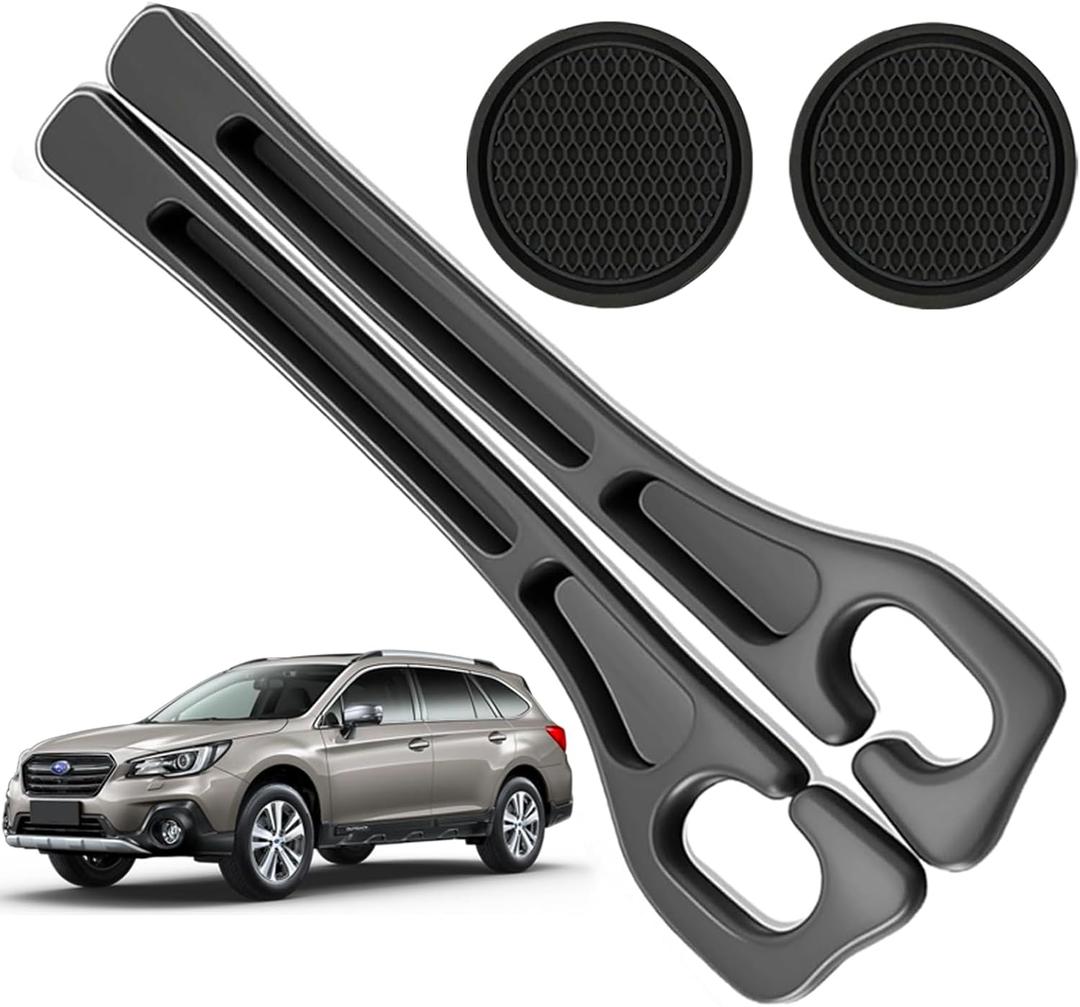 Car Seat Gap Filler Organizer Compatible with Subaru Outback Accessories Seat Gap Plug Blocker with Storage Slot Non-Slip Car Cup Holder Coaster 2 Pack Black