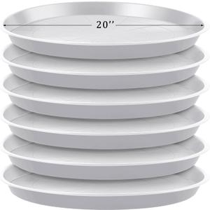 Eccliy 6 Pack Plastic Plant Saucer Heavy Duty Planter Saucers Large Plant Pot Saucers Plastic Water Trays for Indoors and Outdoors Flower Plant Plant Drip (White,20 Inch)