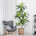 Dracaena Plant Artificial Tree 5Ft Tall Fake Tropical Floor Plants Potted (Real Touch) Artificial Silk Tree Leaf Faux Trees Black Tall Planter for Home Office Living Room Indoor Outdoor Decor