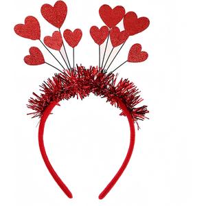 AIUPUOC Sequin Heart Headband Valentine Headbands Heart Head Boppers Hair Accessories Hair Band Holiday Decorations 1Pcs