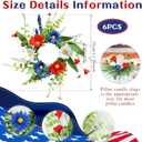 6 PCS Patriotic American Candle Rings Wreaths Artificial 4th of July Floral Candle Rings Holder with Daisy Flowers Mini July Independence Day Wreath for Party Home Table Centerpiece Decor